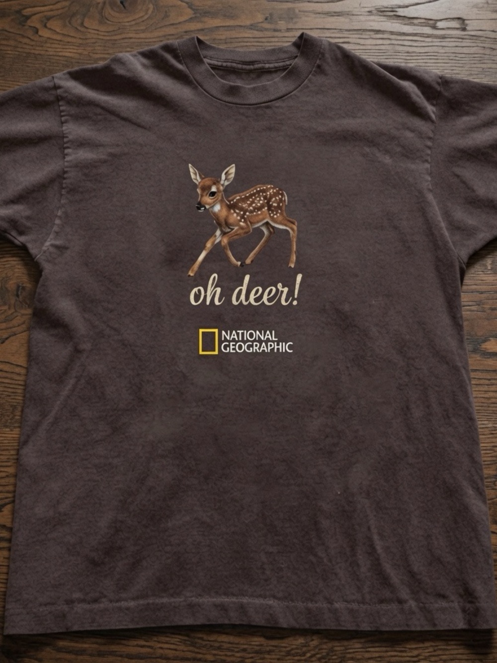 National Geographic Dark Chocolate Tee with Fawn Graphic